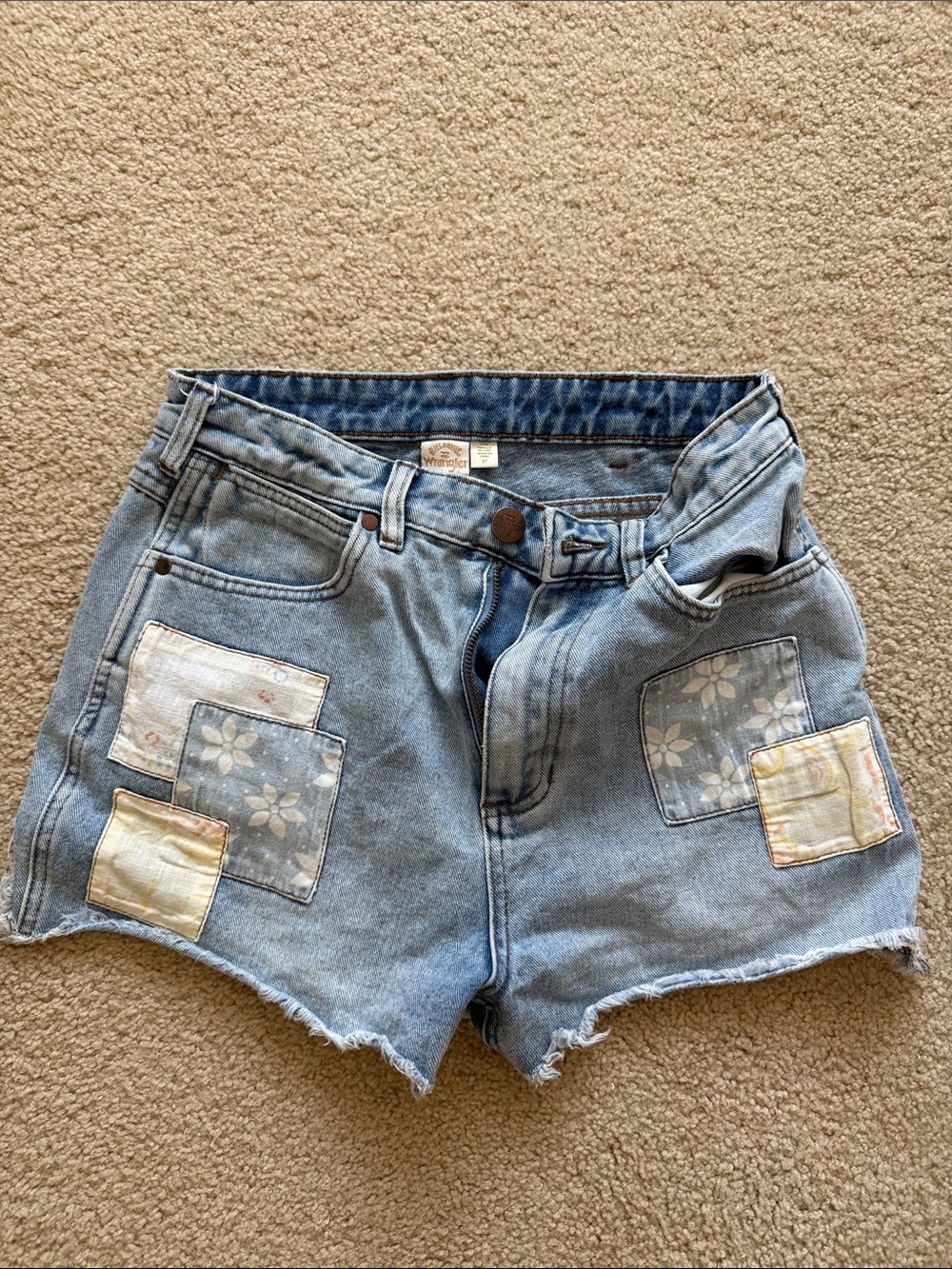 Wrangler Light Blue Denim Patchwork Shorts